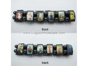 Magnetic Hematite Religious Sealed Icon Bracelet 7.8inch